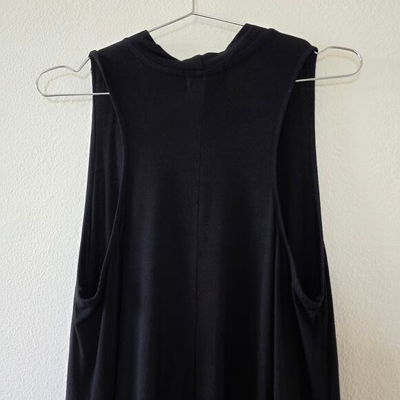 Thyme & Honey Black Sleeveless Midi Dress Womens M Flowy Rayon Spandex Made USA - Picture 7 of 10